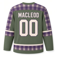 Load image into Gallery viewer, UK Highland Tartan Original Hockey Jersey in Glen Moss, back view with your name and number