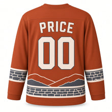 Load image into Gallery viewer, UK Welsh Dragon Hills Original Hockey Jersey in Dragon Rust, back view with your name and number