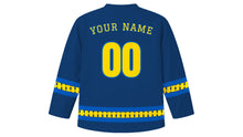 Load image into Gallery viewer, Ukrainian Independence Day Original Hockey Jersey in Navy, back view with your name and number