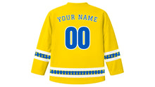 Load image into Gallery viewer, Ukrainian Independence Day Original Hockey Jersey in Sunflower Yellow, back view with your name and number