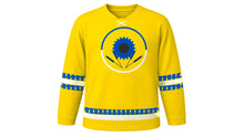 Load image into Gallery viewer, Ukrainian Independence Day Original Hockey Jersey in Sunflower Yellow, front view – custom name and number