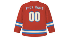 Load image into Gallery viewer, Ulaanbaatar Original Hockey Jersey in Felt Red, back view with your name and number