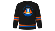 Load image into Gallery viewer, Up Helly Aa Original Hockey Jersey in Black, front view – custom name and number