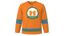 Load image into Gallery viewer, Valencia Original Hockey Jersey in Valencia Orange, front view – custom name and number