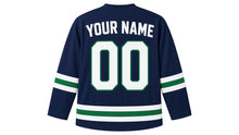 Load image into Gallery viewer, Vancouver Original Hockey Jersey in Navy, back view with your name and number