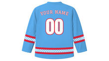 Load image into Gallery viewer, Vappu Original Hockey Jersey in Sky Blue, back view with your name and number