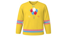 Load image into Gallery viewer, Vappu Original Hockey Jersey in Streamer Yellow, front view – custom name and number