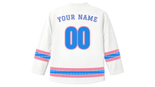 Load image into Gallery viewer, Vardavar Original Hockey Jersey in White, back view with your name and number