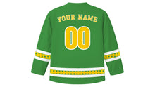 Load image into Gallery viewer, Vasant Panchami Original Hockey Jersey in Leaf Green, back view with your name and number