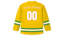 Load image into Gallery viewer, Vasant Panchami Original Hockey Jersey in Mustard Yellow, back view with your name and number