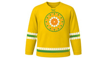 Load image into Gallery viewer, Vasant Panchami Original Hockey Jersey in Mustard Yellow, front view – custom name and number