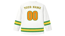 Load image into Gallery viewer, Vasant Panchami Original Hockey Jersey in White, back view with your name and number