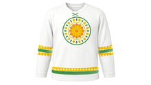 Load image into Gallery viewer, Vasant Panchami Original Hockey Jersey in White, front view – custom name and number