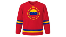 Load image into Gallery viewer, Venezuelan Independence Day Original Hockey Jersey in Red, front view – custom name and number