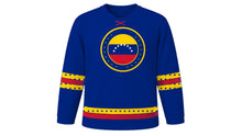 Load image into Gallery viewer, Venezuelan Independence Day Original Hockey Jersey in Royal Blue, front view – custom name and number