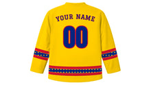 Load image into Gallery viewer, Venezuelan Independence Day Original Hockey Jersey in Venezuelan Yellow, back view with your name and number