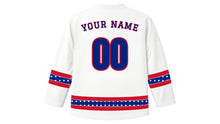 Load image into Gallery viewer, Venezuelan Independence Day Original Hockey Jersey in White, back view with your name and number