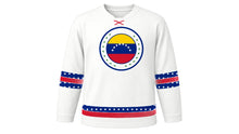 Load image into Gallery viewer, Venezuelan Independence Day Original Hockey Jersey in White, front view – custom name and number