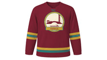 Load image into Gallery viewer, Venice Original Hockey Jersey in Doge Burgundy, front view – custom name and number