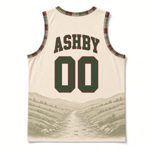 Load image into Gallery viewer, Vermont Covered Bridge Original Basketball Jersey in Birch Cream, back view with your name and number