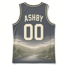 Load image into Gallery viewer, Vermont Covered Bridge Original Basketball Jersey in Slate Gray, back view with your name and number
