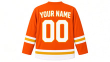 Load image into Gallery viewer, Vesak Original Hockey Jersey in Orange, back view with your name and number