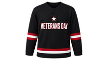 Load image into Gallery viewer, Veterans Day Original Hockey Jersey in Black, front view – custom name and number