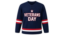Load image into Gallery viewer, Veterans Day Original Hockey Jersey in Navy, front view – custom name and number