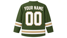 Load image into Gallery viewer, Veterans Day Original Hockey Jersey in Olive, back view with your name and number