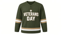 Load image into Gallery viewer, Veterans Day Original Hockey Jersey in Olive, front view – custom name and number