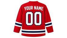 Load image into Gallery viewer, Veterans Day Original Hockey Jersey in Red, back view with your name and number