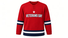 Load image into Gallery viewer, Veterans Day Original Hockey Jersey in Red, front view – custom name and number