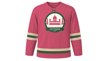 Load image into Gallery viewer, Victoria Original Hockey Jersey in Garden Rose, front view – custom name and number