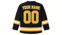 Load image into Gallery viewer, Vienna Original Hockey Jersey in Black, back view with your name and number