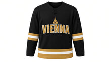 Load image into Gallery viewer, Vienna Original Hockey Jersey in Black, front view – custom name and number
