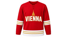 Load image into Gallery viewer, Vienna Original Hockey Jersey in Red, front view – custom name and number