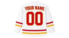 Load image into Gallery viewer, Vienna Original Hockey Jersey in White, back view with your name and number