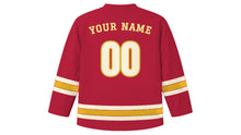Load image into Gallery viewer, Vientiane Original Hockey Jersey in Crimson, back view with your name and number