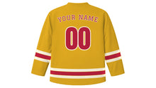 Load image into Gallery viewer, Vientiane Original Hockey Jersey in Temple Gold, back view with your name and number