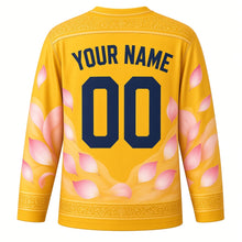 Load image into Gallery viewer, Vietnamese Women's Day Original Hockey Jersey in Golden Yellow, back view with custom YOUR NAME and 00
