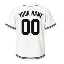 Load image into Gallery viewer, Vintage Camera Milwaukee Baseball Jersey in Darkroom White, back view with your name and number – custom block name and number with film-strip sleeves