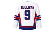 Load image into Gallery viewer, Virginia Lance Hockey Jersey - Sullivan #9 in Away White, back view with arched name SULLIVAN and big number 9 – custom name and number