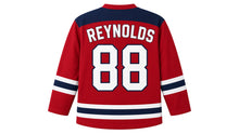 Load image into Gallery viewer, Virginia Lance Hockey Jersey - Reynolds #88 in Crimson Red, back view – crimson red body with arched REYNOLDS name and large number 88