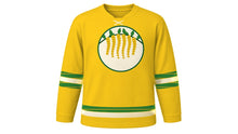 Load image into Gallery viewer, Vishu Original Hockey Jersey in Konna Gold, front view – golden konna blossom crest – custom name and number