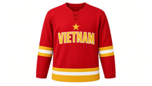 Load image into Gallery viewer, Vietnam Original Hockey Jersey in Red, front view – custom name and number