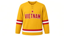 Load image into Gallery viewer, Vietnam Original Hockey Jersey in Yellow, front view – custom name and number
