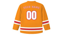 Load image into Gallery viewer, Vu Lan Original Hockey Jersey in Saffron Yellow, back view with your name and number