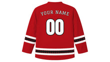 Load image into Gallery viewer, Vyshyvanka Day Original Hockey Jersey in Embroidery Red, back view with your name and number