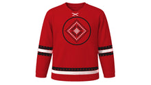 Load image into Gallery viewer, Vyshyvanka Day Original Hockey Jersey in Embroidery Red, front view – custom name and number