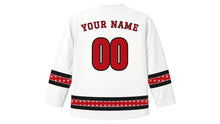 Load image into Gallery viewer, Vyshyvanka Day Original Hockey Jersey in Linen White, back view with your name and number